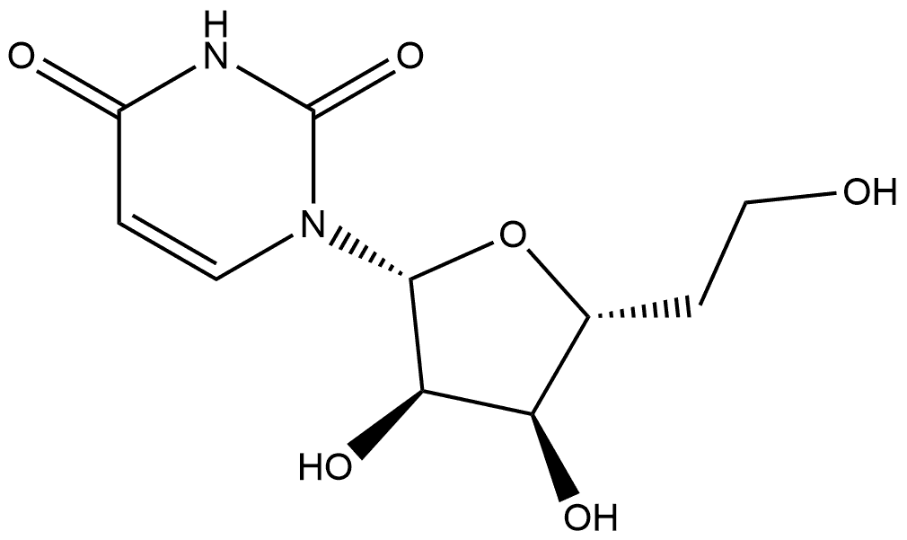 2,4(1H,3H)-Pyrimidinedione, 1-(5-deoxy-β-D-ribo-hexofuranosyl)- Struktur