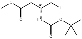 Methyl (R)-3-((tert-butoxycarbonyl)amino)-4-iodobutanoate Struktur