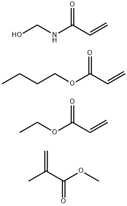 2-Propenoic acid, 2-methyl-, methyl ester, polymer with butyl 2-propenoate, ethyl 2-propenoate and N-(hydroxymethyl)-2-propenamide Struktur