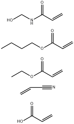 2-Propenoic acid, polymer with butyl 2-propenoate, ethyl 2-propenoate, N-(hydroxymethyl)-2-propenamide and 2-propenenitrile Ethyl acrylate-acrylic acid-n-butyl acrylate-acrylonitrile-N-methylolacrylamide polymer Struktur