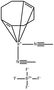 Bis(acetonitrile)(1,5-cyclooctadiene)iridium(I) tetrafluoroborate Struktur