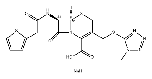 (7R)-3-[(1-Methyl-1H-tetrazol-5-ylthio)methyl]-7β-[(2-thienylacetyl)amino]cepham-3-ene-4-carboxylic acid sodium salt Struktur