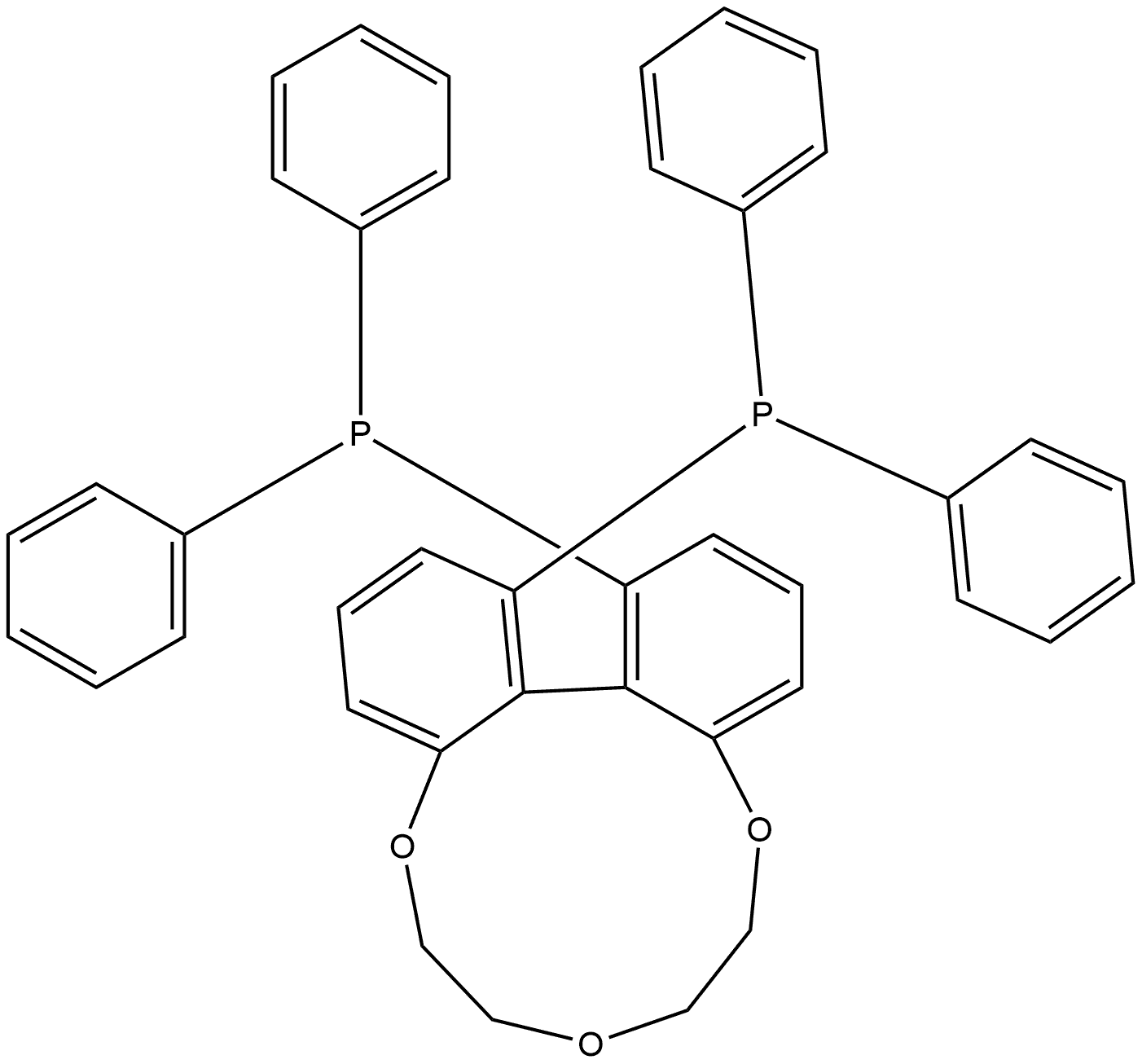 (15aR)-1,15-Bis(diphenylphosphino)-6,7,9,10-tetrahydrodibenzo[h,j][1,4,7]trioxacycloundecine Struktur