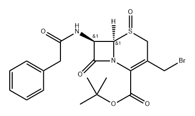 tert-butyl (5S,6R,7R)-3-bromomethyl-5,8-dioxo-7-(2-(2-phenylacetamido)-5-thia-1-azabicyclo[4.2.0] oct-2-ene-2-carboxylate Struktur