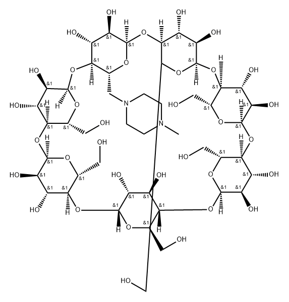 6A-deoxy-6A-(4-Methyl-1-piperazinyl)-beta-Cyclodextrin Struktur