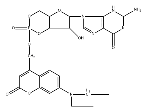 DEACM-caged cGMP Struktur