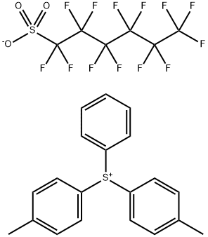 Sulfonium, bis(4-methylphenyl)phenyl-, 1,1,2,2,3,3,4,4,5,5,6,6,6-tridecafluoro-1-hexanesulfonate (1:1) Struktur