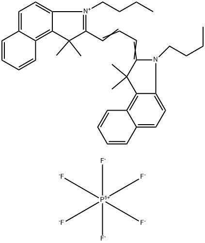 3-Butyl-2-[3-(3-butyl-1,3-dihydro-1,1-dimethyl-2H-benz[e]indol-2-ylidene)-1-propen-1-yl]-1,1-dimethyl-1H-benz[e]indolium hexafluorophosphate (1:1) Struktur