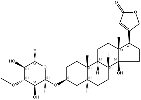 3β-[(3-O-Methyl-6-deoxy-α-L-glucopyranosyl)oxy]-14-hydroxy-5α-card-20(22)-enolide Struktur