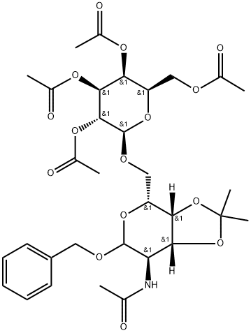 2-(Acetylamino)-2-deoxy-3,4-O-isopropylidene-6-O-(2,3,4,6-tetra-O-acetyl-β-D-galactopyranosyl)-D-galactopyranoside Benzyl Ether Struktur