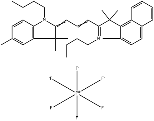 3-Butyl-2-[3-(1-butyl-1,3-dihydro-3,3,5-trimethyl-2H-indol-2-ylidene)-1-propen-1-yl]-1,1-dimethyl-1H-benz[e]indolium hexafluorophosphate(1-) (1:1) Struktur