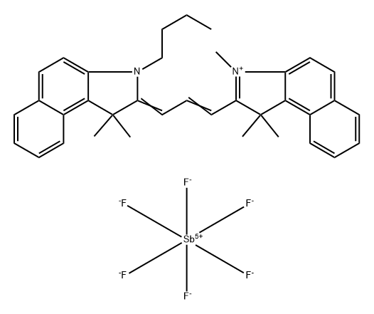 2-[3-(3-Butyl-1,3-dihydro-1,1-dimethyl-2H-benz[e]indol-2-ylidene)-1-propen-1-yl]-1,1,3-trimethyl-1H-benz[e]indolium hexafluoroantimonate(1:1) Struktur