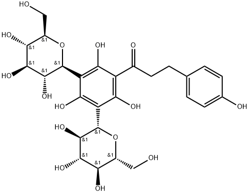 1-Propanone, 1-(3,5-di-β-D-glucopyranosyl-2,4,6-trihydroxyphenyl)-3-(4-hydroxyphenyl)- Struktur