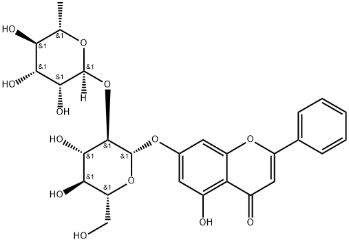 4H-1-Benzopyran-4-one, 7-[[2-O-(6-deoxy-α-L-mannopyranosyl)-β-D-glucopyranosyl]oxy]-5-hydroxy-2-phenyl- Struktur