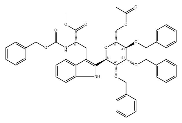 2-[6-O-Acetyl-2,3,4-tris-O-(phenylmethyl)-α-D-mannopyranosyl]-N-carbobenzoxy-L-tryptophan Methyl Ester Struktur