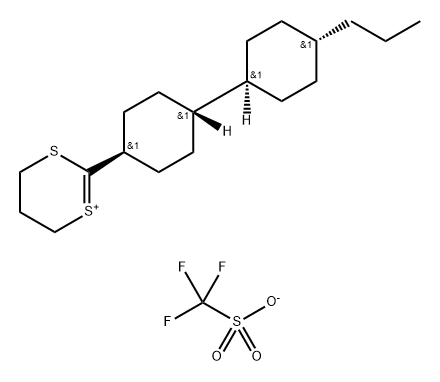 5,6-Dihydro-2-[trans,trans-4'-propyl(1,1'-bicyclohexyl-4-yl)-4H-1,3-dithiin-1-iumtrifluoromethanesulfonate Struktur