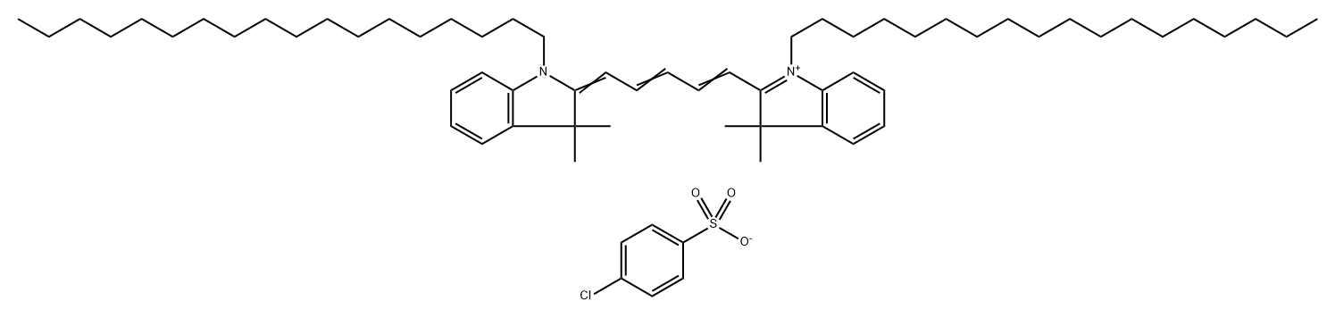 3H-Indolium, 2-[5-(1,3-dihydro-3,3-dimethyl-1-octadecyl-2H-indol-2-ylidene)-1,3-pentadien-1-yl]-3,3-dimethyl-1-octadecyl-, 4-chlorobenzenesulfonate (1:1) Struktur