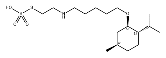 Thiosulfuric acid S-[2-[[5-[[(1R)-5β-methyl-2α-(1-methylethyl)cyclohexyl]oxy]pentyl]amino]ethyl] ester Struktur