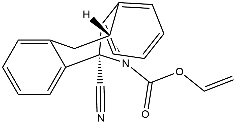 5H-Dibenzo[a,d]cyclohepten-5,10-imine-12-carboxylic acid, 5-cyano-10,11-dihydro-, ethenyl ester, (5S,10R)- Struktur