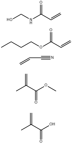 2-Propenoic acid, 2-methyl-, polymer with butyl 2-propenoate, N-(hydroxymethyl)-2-propenamide, methyl 2-methyl-2-propenoate and 2-propenenitrile Struktur