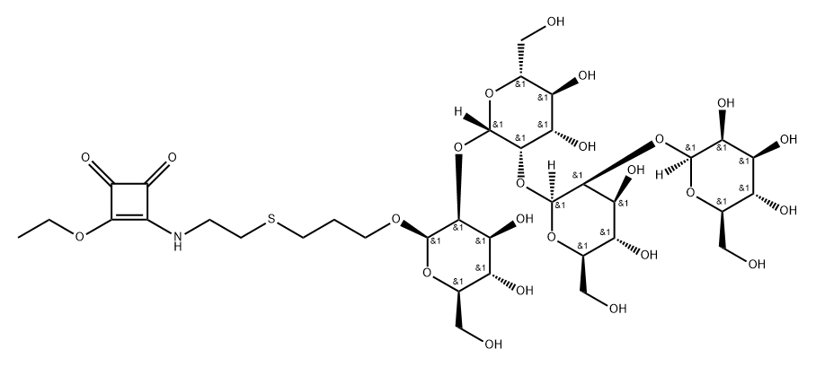 4-[[2-[[3-([O-beta-D-Mannopyranosyl-(1-2)-O-beta-D-mannopyranosyl-(1-2)-O-beta-D-mannopyranosyl-(1-2)-beta-D-mannopyranosyl]oxy)propyl]thio]ethyl]amino]-3-ethoxy-3-cyclobutene-1,2-dione Struktur