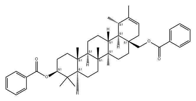 Urs-20-ene-3,28-diol, 3,28-dibenzoate, (3β,18α,19α)- Struktur