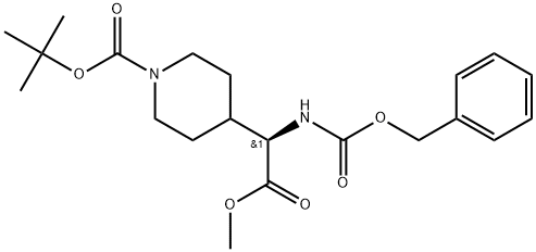 4-Piperidineacetic acid, 1-[(1,1-dimethylethoxy)carbonyl]-α-[[(phenylmethoxy)carbonyl]amino]-, methyl ester, (αR)- Struktur