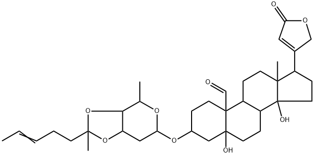 3β-[[3-O,4-O-(1-Methyl-4-hexenylidene)-2,6-dideoxy-β-D-ribo-hexopyranosyl]oxy]-5,14-dihydroxy-19-oxo-5β-card-20(22)-enolide Struktur