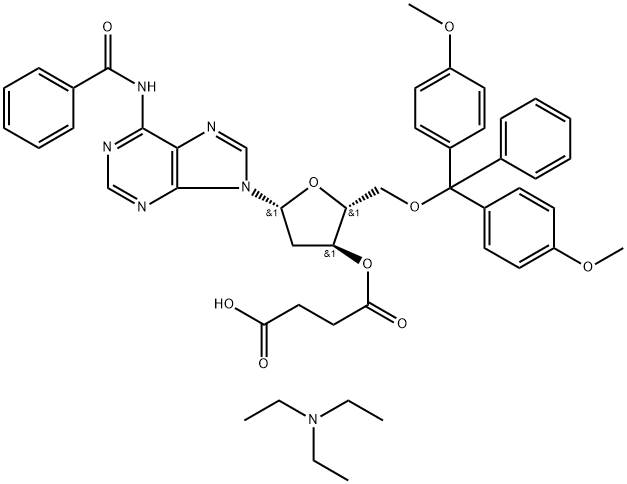 N6-Benzoyl-5'-O-(4,4-Dimethoxytrityl)-2'-deoxyadenosine-3'-succinate, TEA salt Struktur