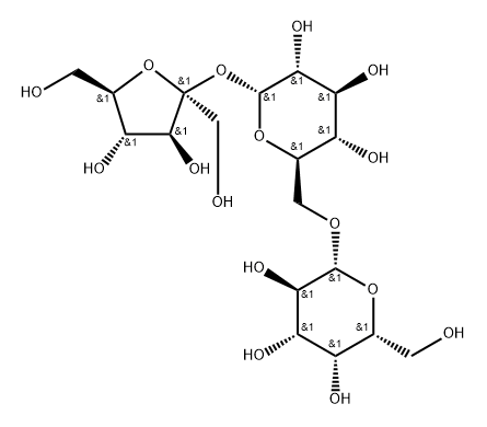 beta-D-Fructofuranosyl O-beta-D-galactopyranosyl-(1-6)-alpha-D-glucopyranoside Struktur