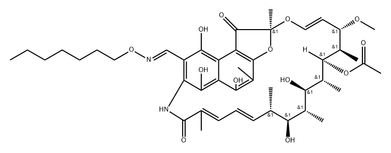 3-(Heptyloxyiminomethyl)rifamycin Struktur