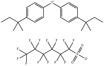 Iodonium, bis[4-(1,1-dimethylpropyl)phenyl]-, 1,1,2,2,3,3,4,4,5,5,6,6,6-tridecafluoro-1-hexanesulfonate (1:1) Struktur