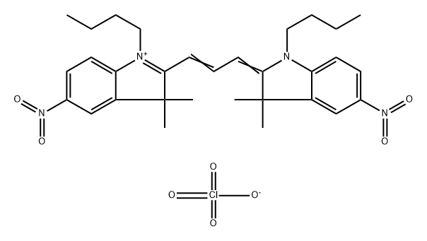 1-Butyl-2-[3-(1-butyl-1,3-dihydro-3,3-dimethyl-5-nitro-2H-indol-2-ylidene)-1-propen-1-yl]-3,3-dimethyl-5-nitro-3H-indolium perchlorate (1:1) Struktur