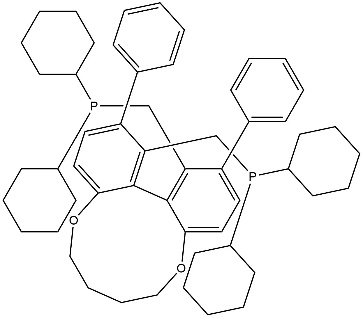 (14aR)-((2,13-Diphenyl-6,7,8,9-tetrahydrodibenzo[b,d][1,6]dioxecine-1,14-diyl)bis(methylene))bis(dicyclohexylphosphine) Struktur