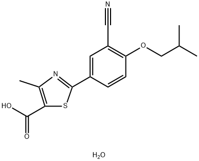 5-Thiazolecarboxylic acid, 2-[3-cyano-4-(2-methylpropoxy)phenyl]-4-methyl-, hydrate (2:1) Struktur