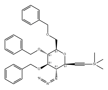 3,7-Anhydro-4-azido-1,2,4-trideoxy-5,6,8-tris-O-(phenylmethyl)-1-(trimethylsilyl)-D-glycero-D-gulo-oct-1-ynitol Struktur