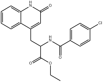 4-Quinolinepropanoic acid, α-[(4-chlorobenzoyl)amino]-1,2-dihydro-2-oxo-, ethyl ester Struktur