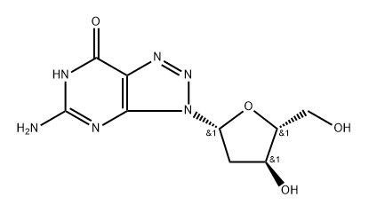 7H-1,2,3-Triazolo[4,5-d]pyrimidin-7-one, 5-amino-3-(2-deoxy-β-D-erythro-pentofuranosyl)-3,6-dihydro- Struktur