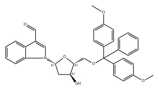 5'-O-(4,4'-Dimethoxytrityl)-3-formylindole-2'-deoxyriboside Struktur