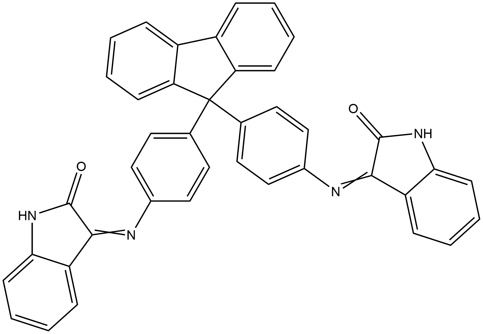 3,3'-[9H-fluorene-9,9-diylbis(4,1-phenylenenitrilo)]bis(1,3-dihydro-2H-indol-2-one) Struktur