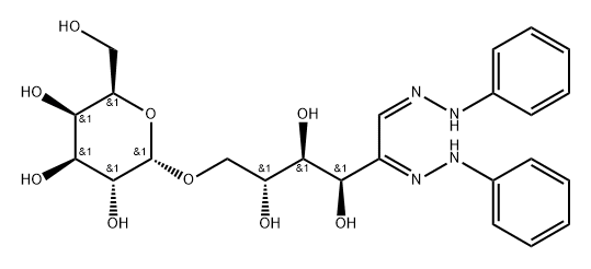 2-(hydroxymethyl)-6-[(6Z)-2,3,4-trihydroxy-5,6-bis(phenylhydrazinylide ne)hexoxy]oxane-3,4,5-triol Struktur