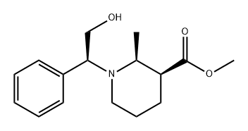 3-Piperidinecarboxylic acid, 1-[(1S)-2-hydroxy-1-phenylethyl]-2-methyl-, methyl ester, (2S,3S)- Struktur