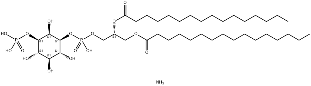 D-myo-Inositol, 1-[(2R)-2,3-bis[(1-oxohexadecyl)oxy]propyl hydrogen phosphate] 3-(dihydrogen phosphate), triammonium salt (9CI) Struktur