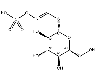 (2R,3R,4S,5R,6S)-3,4,5-trihydroxy-2-(hydroxymethyl)-6-(C-methyl-N-sulf onatooxy-carbonimidoyl)sulfanyl-oxane Struktur