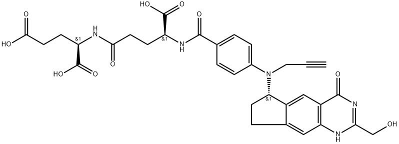 D-GlutaMic acid, N-[4-[2-propyn-1-yl[(6S)-4,6,7,8-tetrahydro-2-(hydroxyMethyl)-4-oxo-3H-cyclopenta[g]quinazolin-6-yl]aMino]benzoyl]-L-γ-glutaMyl-yl]aMino]benzoyl]-L-γ-glutaMyl- Struktur