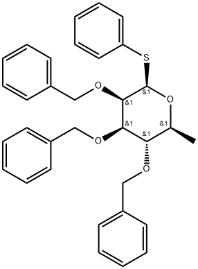 Phenyl 6-deoxy-2,3,4-tris-O-(phenylmethyl)-1-thio-beta-L-mannopyranoside Struktur