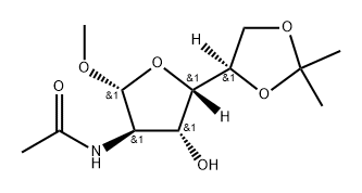 .beta.-D-Glucofuranoside, methyl 2-(acetylamino)-2-deoxy-5,6-O-(1-methylethylidene)- Struktur