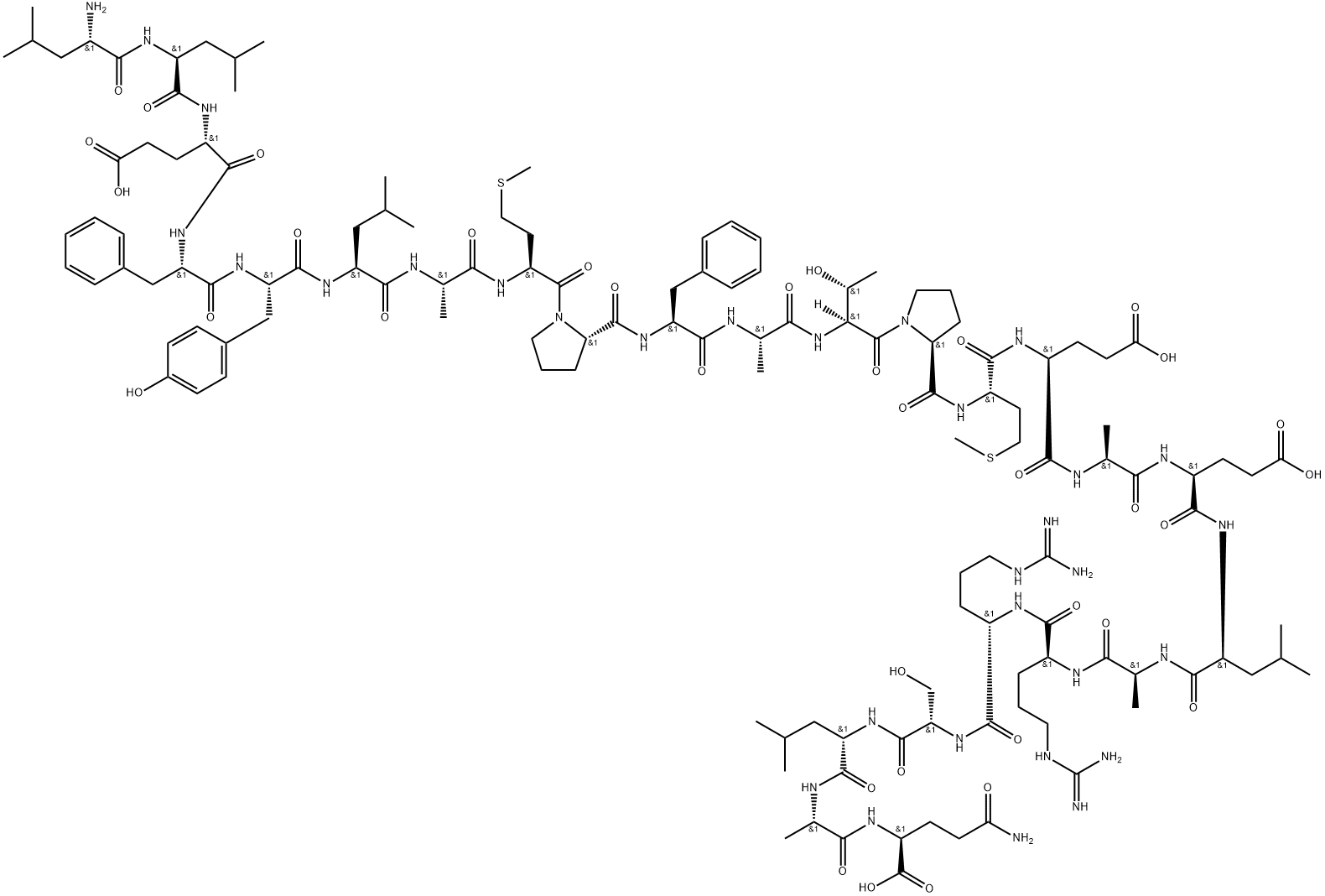 L-Glutamine, L-leucyl-L-leucyl-L-α-glutamyl-L-phenylalanyl-L-tyrosyl-L-leucyl-L-alanyl-L-methionyl-L-prolyl-L-phenylalanyl-L-alanyl-L-threonyl-L-prolyl-L-methionyl-L-α-glutamyl-L-alanyl-L-α-glutamyl-L-leucyl-L-alanyl-L-arginyl-L-arginyl-L-seryl-L-leucyl-L-alanyl- Struktur