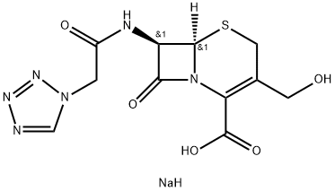 5-Thia-1-azabicyclo[4.2.0]oct-2-ene-2-carboxylic acid, 3-(hydroxymethyl)-8-oxo-7-[(1H-tetrazol-1-ylacetyl)amino]-, monosodium salt, (6R-trans)- (9CI) Struktur