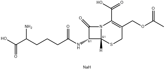 sodium hydrogen [6R-(6alpha,7beta)]-3-(acetoxymethyl)-7-[(5-amino-5-carboxylato-1-oxopentyl)amino]-8-oxo-5-thia-1-azabicyclo[4.2.0]oct-2-ene-2-carboxylate Struktur